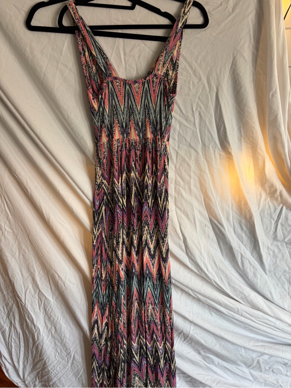 Loveappella Pink Coral Black Chevron Maxi Dress
